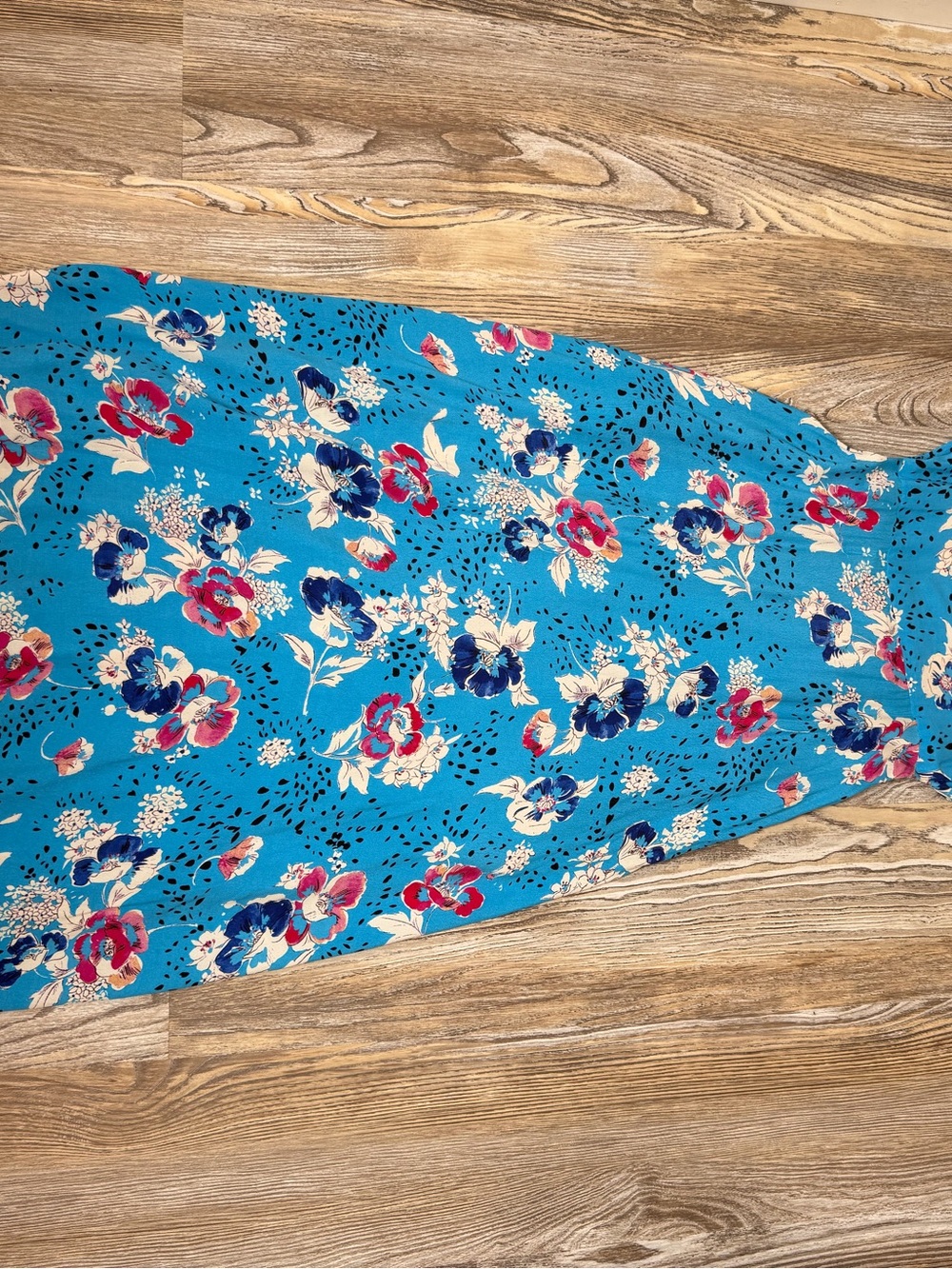 Zara Blue Red Floral Open Tie Back Strappy Maxi Dress Sz Small - Picture 9 of 9